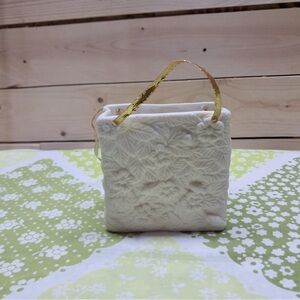 Porcelain bisque butterfly and floral Handbag with Gold Accents